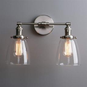 img 2 attached to 🔦 Phansthy Vintage 2-Light Dual Light Wall Sconce with 5.6 Inches Clear Glass Canopy in Brushed Finish