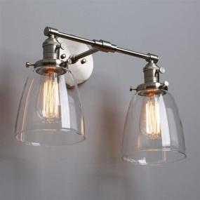 img 3 attached to 🔦 Phansthy Vintage 2-Light Dual Light Wall Sconce with 5.6 Inches Clear Glass Canopy in Brushed Finish