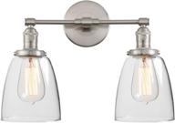 🔦 phansthy vintage 2-light dual light wall sconce with 5.6 inches clear glass canopy in brushed finish логотип