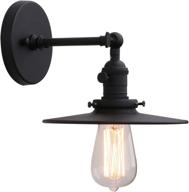 🛁 phansthy industrial wall light with crafted lamp shade – 1-light bathroom vanity light in matte black finish (7.87 inches) logo