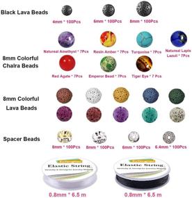 img 2 attached to 602Pcs Lava Beads Stone Kits - 8mm Chakra Beads & Spacers Bracelet Set with Elastic String - Perfect for Diffusing Essential Oils - Ideal for Adult DIY Jewelry Making Supplies