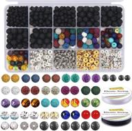 602pcs lava beads stone kits - 8mm chakra beads & spacers bracelet set with elastic string - perfect for diffusing essential oils - ideal for adult diy jewelry making supplies logo