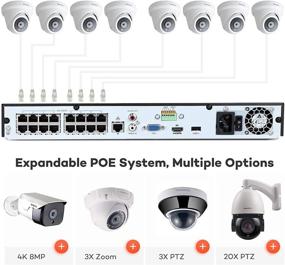 img 3 attached to 📷 ONWOTE 16 Channel 4K PoE Security Camera System: Smart-Human-Detection, 4TB HDD, 16CH H.265+ 8MP NVR, (8) 4K Wired Outdoor PoE IP Cameras, Record Audio, 16-CH Synchro Playback