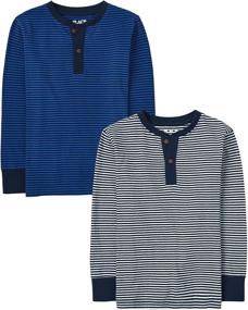 img 4 attached to 👦 Boys' Striped Henley Sleeved Apparel by Children's Place