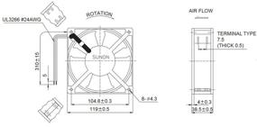 img 1 attached to 🌞 SUNON DP200A-2123XBT-R AC Вентилятор Ball, 220 VAC, 117 CFM, Терминалы, UL/CSA/TUV, 120мм x 120мм x 38мм