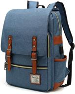 🎒 mancio slim laptop backpack: stylish travel companion with usb charging port for women and men - ideal for college, school, and fits 15.6 inch macbooks in blue logo