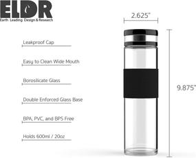 img 3 attached to 🍶 ELDR Supply 20oz Glass Water Bottle: Wide Mouth, Silicone Sleeve, Leak Proof Twist Cap - Premium Handmade Borosilicate Glass, 1-Pack (600ml / .6 liter)