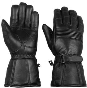 img 3 attached to 🧤 Stay Warm and Stylish with Men's Premium Winter Motorcycle Biker Sheep Leather Gauntlet Thinsulate Gloves L