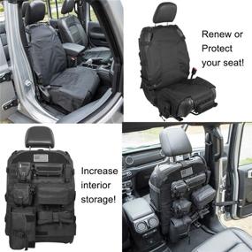 img 3 attached to Jeep Wrangler JK JL CJ YJ LJ Front Seat Cover Storage Bags | Multi-Compartment Holder | Molle Pouches Stuff Organizer | Fits 1956-2021 Jeep, Ford, Toyota, Cherokee, Dodge, Nissan