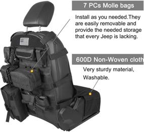 img 2 attached to Jeep Wrangler JK JL CJ YJ LJ Front Seat Cover Storage Bags | Multi-Compartment Holder | Molle Pouches Stuff Organizer | Fits 1956-2021 Jeep, Ford, Toyota, Cherokee, Dodge, Nissan