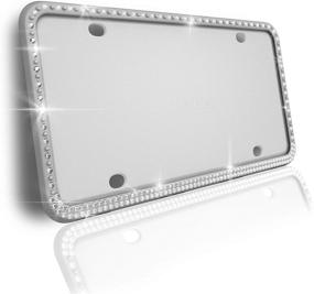 img 4 attached to 💎 Deselen Diamond License Plate Frame - Gray Silicone, Handcrafted with Sparkling Rhinestone Crystals - 1 Pack