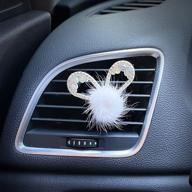 💎 elevate your car interior with handmade bling car accessories for women: crystal air vent clips and elegant charms with replacement pads and easy cleaning - white ball logo