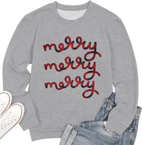 img 2 attached to 🎄 Merry and Bright Christmas Sweatshirt Women: Funny Xmas Lights Blouse Tops for Holiday Shirts!