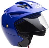 mmg model 20 motorcycle open face helmet: dot street legal with flip up clear visor logo