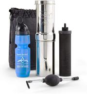 go berkey kit: compact water filter (1 qt.) with black berkey primer & sport bottle (22 oz.) logo