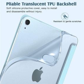 img 2 attached to Чехол TiMOVO для iPad Air 4 - тонкий прозрачный матовый чехол из TPU (небесно-голубой) для iPad Air 4-го поколения 2020 года с экраном 10,9 дюйма - функция автоматического включения/выключения.