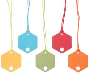 img 3 attached to 🏷️ Vibrant 150ct Hexagon Gift Tags Labels: Multicolor Blank Paper with String & Glitter (Red, Yellow, Blue, Orange, Green)