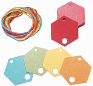 🏷️ vibrant 150ct hexagon gift tags labels: multicolor blank paper with string & glitter (red, yellow, blue, orange, green) logo