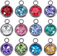 💎 high-quality 12pcs silver stainless steel birthstone charms for diy jewelry making – 14mmx10mm logo