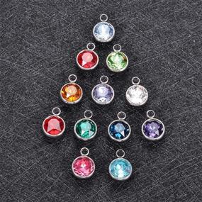 img 2 attached to 💎 High-Quality 12Pcs Silver Stainless Steel Birthstone Charms for DIY Jewelry Making – 14mmx10mm