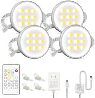 myplus 4 pack led puck lights with remote control - dimmable & timer function - 390lm, 12v, 7.2w - ideal for kitchen, closet, cabinet, counter - under cabinet lighting логотип