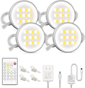 img 4 attached to MYPLUS 4 Pack LED Puck Lights with Remote Control - Dimmable & Timer Function - 390Lm, 12V, 7.2W - Ideal for Kitchen, Closet, Cabinet, Counter - Under Cabinet Lighting