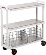 atlantic 3 tier cart - wide mobile storage with interchangeable shelves and baskets, powder-coated steel frame pn23350328 in white: efficient organization and mobility logo
