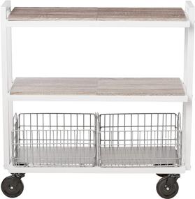 img 3 attached to Atlantic 3 Tier Cart - Wide Mobile Storage with Interchangeable Shelves and Baskets, Powder-Coated Steel Frame PN23350328 in White: Efficient Organization and Mobility