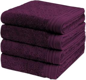 img 4 attached to 👌 Weideman's premium set of 4 hand towels, size 18"x30", in plum color, made of 100% pure cotton. These towels are machine washable and highly absorbent.