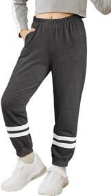 img 4 attached to Batermoon Striped Sweatpants Elastic Athletic Girls' Clothing and Pants & Capris