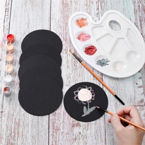 img 2 attached to Quality 4 inch Round Black Kraft Cards – Perfect for DIY Coasters, Painting, Writing, and Decorations!