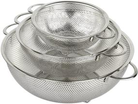 img 4 attached to HÖLM Stainless Steel Mesh Micro-Perforated Strainer Colander Set - 3 Pieces (1-Quart, 2.5-Quart, and 4.5-Quart)