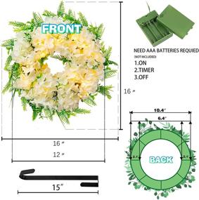 img 2 attached to 🌼 FUNPENY 16 Inch 40LED Pre-lit White Hydrangea Wreath with Lights - Artificial Spring Summer Decorations for Front Door, Windows, Bedroom, Living Room, Kitchen, Fireplace