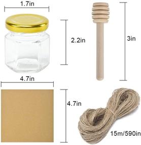 img 3 attached to 🍯 Rormket 24 Pack 1.5oz Glass Hexagon Honey Jars Gold Lids with Wooden Dipper Sticks - Ideal for Honey Wedding Favors