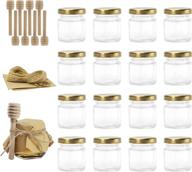 🍯 rormket 24 pack 1.5oz glass hexagon honey jars gold lids with wooden dipper sticks - ideal for honey wedding favors логотип