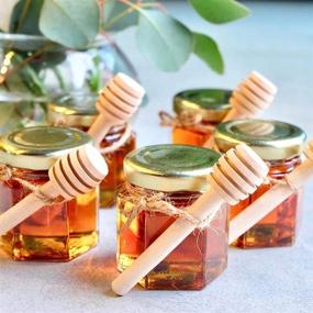 img 1 attached to 🍯 Rormket 24 Pack 1.5oz Glass Hexagon Honey Jars Gold Lids with Wooden Dipper Sticks - Ideal for Honey Wedding Favors