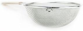 img 3 attached to 🍝 Huji 8-Inch Stainless Steel Double Mesh Food Strainer Colander Sieve Sifter with Wooden Handle for Kitchen Rice Pasta Noodles (1 Pack, 8-Inch)