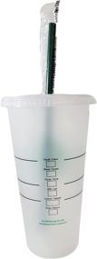 img 3 attached to ☕ Starbucks Reusable Frosted Cold Cup Bundle - 24 oz with Lid and Green Straw w/ Stopper