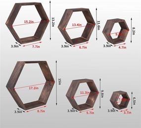 img 3 attached to 📚 WONFUlity Hexagon Floating Shelves Set of 6, Wall Mounted Wood Farmhouse Storage Honeycomb Wall Shelf, Hexagonal Decor Wall Shelves for Bedroom, Living Room, Office with Screws and Anchors Included in Walnut Finish