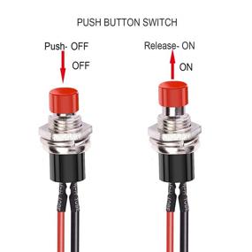 img 3 attached to DaFuRui Momentary Push Button Switch，10Pack Red 1A 250V AC 2 Pins SPST Normal Open Mini Push Button Momentary Switch With Pre-Soldered Wires（Red）
