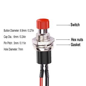 img 1 attached to DaFuRui Momentary Push Button Switch，10Pack Red 1A 250V AC 2 Pins SPST Normal Open Mini Push Button Momentary Switch With Pre-Soldered Wires（Red）