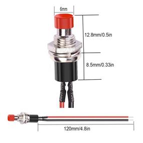 img 2 attached to DaFuRui Momentary Push Button Switch，10Pack Red 1A 250V AC 2 Pins SPST Normal Open Mini Push Button Momentary Switch With Pre-Soldered Wires（Red）