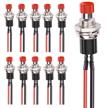 dafurui momentary push button switch，10pack red 1a 250v ac 2 pins spst normal open mini push button momentary switch with pre-soldered wires（red） logo