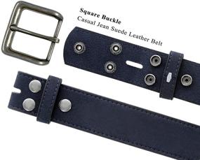 img 3 attached to Sophisticated and Versatile Square Buckle Suede Leather Men's Accessories and Belts