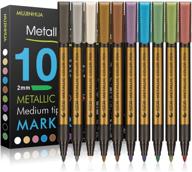 🖌️ mujinhua metallic marker pens: 10 color set for black paper, rock painting, scrapbooking, card making, ceramics, & more! logo