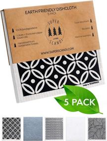 img 3 attached to Biodegradable Swedish Dishcloths: SUPERSCANDI Eco-Friendly Reusable Cellulose Sponge Cleaning Cloths for Kitchen, Dish Rags, Washing Wipes - Sustainable Paper Towel Replacement (5 Pack Scandi Prints)