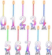 multicolored led number candle set with flashing birthday candles and wax candles for birthday party - 10 pieces led candle and 40 pieces wax candle logo