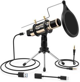 img 4 attached to 🎤 Versatile USB Microphone with Stand - Ideal for ASMR, Garageband, Smule, Stream, YouTube, Voice Overs & More! - ZealSound Metal Condenser Recording Microphone (Gold)