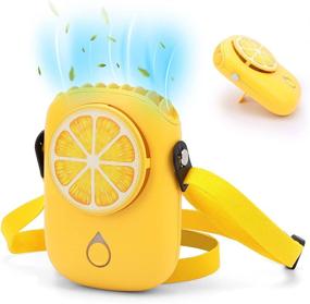 img 4 attached to Yellow Portable Neck Fan - Personal Necklace Fan with Mini USB Charging - Handheld Travel Fans - Small Table Fan with 3 Speeds - No Curly Hair Hanging Neck Fan for Outdoor Sports, Travel, and Office Use