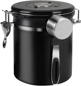 img 4 attached to Airtight Stainless Steel Coffee Container: Co2 Valve, Date-Tracker, Scoop, 1.5L Size - Perfect for Ground Coffee, Beans, Tea, Sugar (Black)